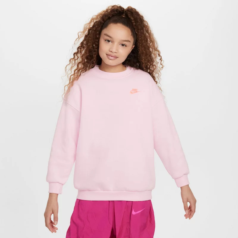 Nike Girls' Sportswear Club Fleece Oversized Crew Pullover Pink, Large - Girl's Fleece at Academy Sports | Academy Sports + Outdoors