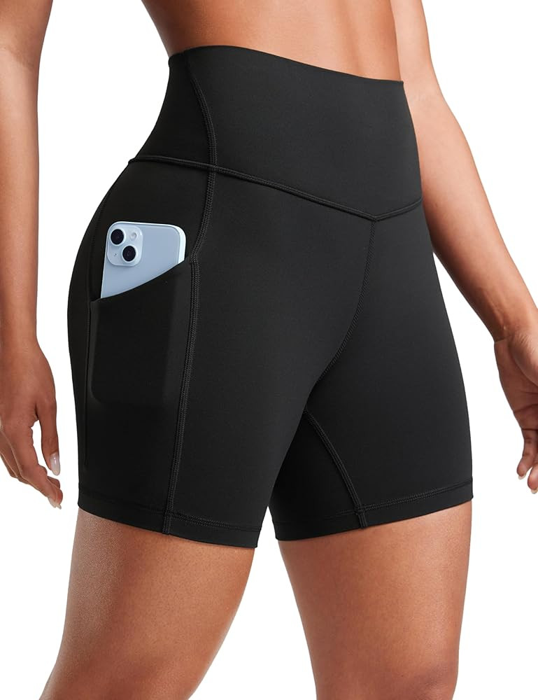 CRZ YOGA Womens Butterluxe Biker Shorts with Pockets 5 Inches - High Waisted Volleyball Workout A... | Amazon (US)