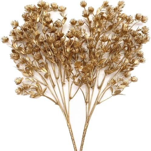 Artificial Golden Babysbreath Plants, Fake Baby Breath Plant - Gold 2 Pack, Plastic Gypsophila Fl... | Amazon (US)