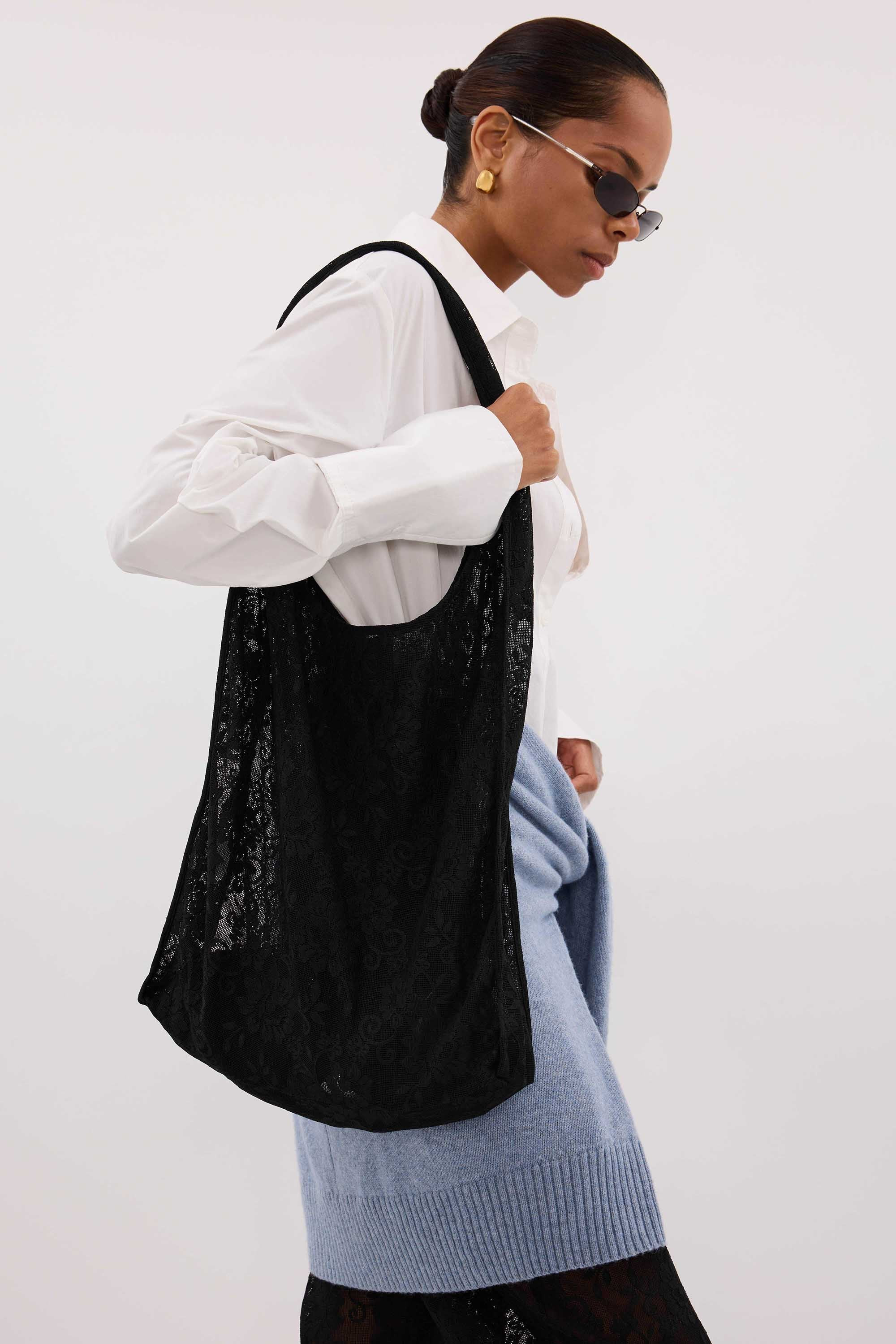 ANYA BLACK LACE SHOULDER BAG | DISSH