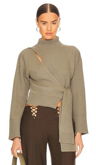 Amaris Wrap Sweater in Olivine | Revolve Clothing (Global)