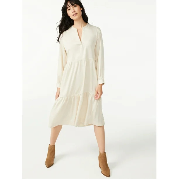 Free Assembly Women's Swing Shirtdress with Long Sleeves - Walmart.com | Walmart (US)
