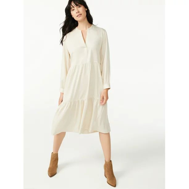 Free Assembly Women's Swing Shirtdress with Long Sleeves - Walmart.com | Walmart (US)