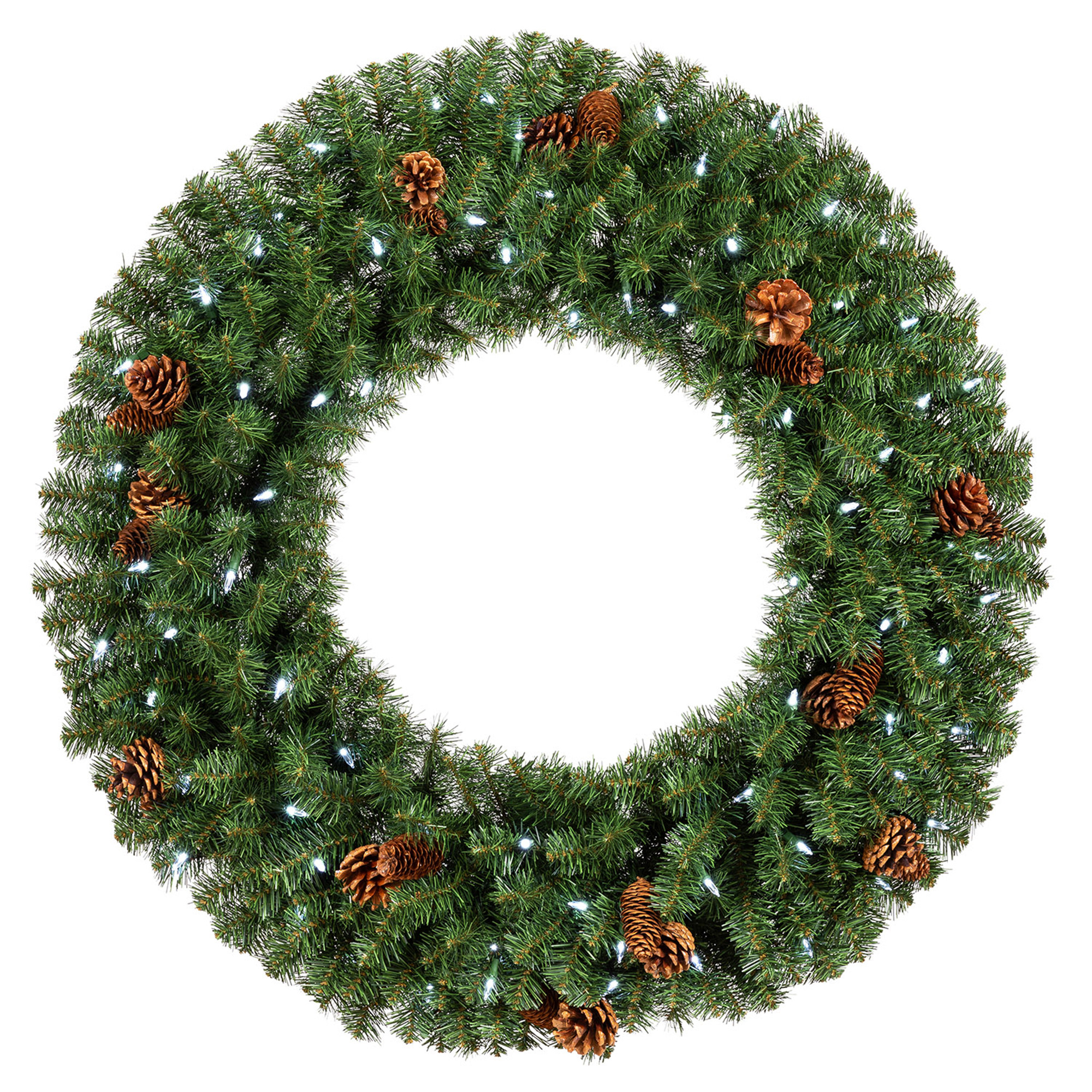 Evergreen Classics 36 Inch Prelit Flocked Christmas Wreath w/ White Lights | Walmart (US)