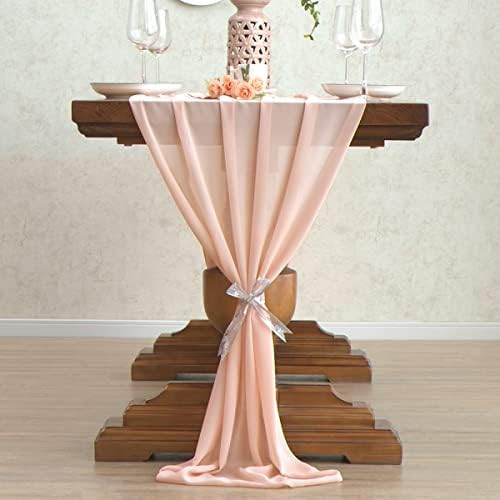 MLMC 10ft Light Peach Chiffon Table Runner 29x120 Inches Sheer Table Runner for Wedding Bridal Pa... | Amazon (US)