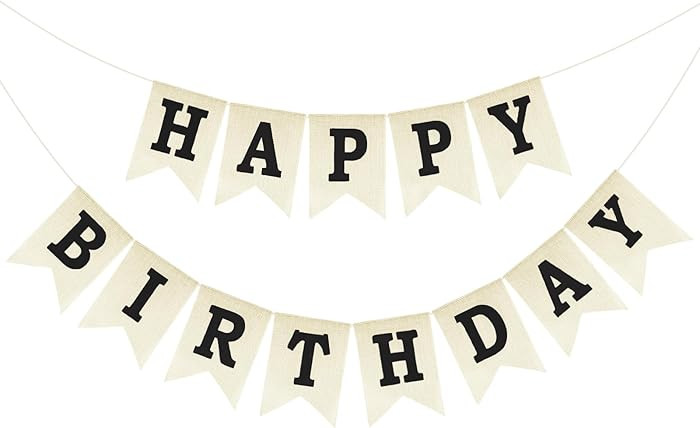 Anwyll Happy Birthday Banner - NO DIY Black Burlap Happy Birthday Banner Sign Happy Birthdays Par... | Amazon (US)
