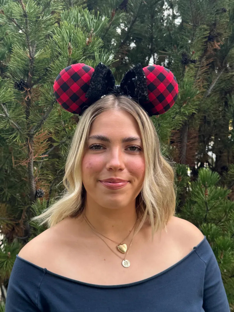 Buffalo Plaid Minnie Ears - Etsy | Etsy (US)
