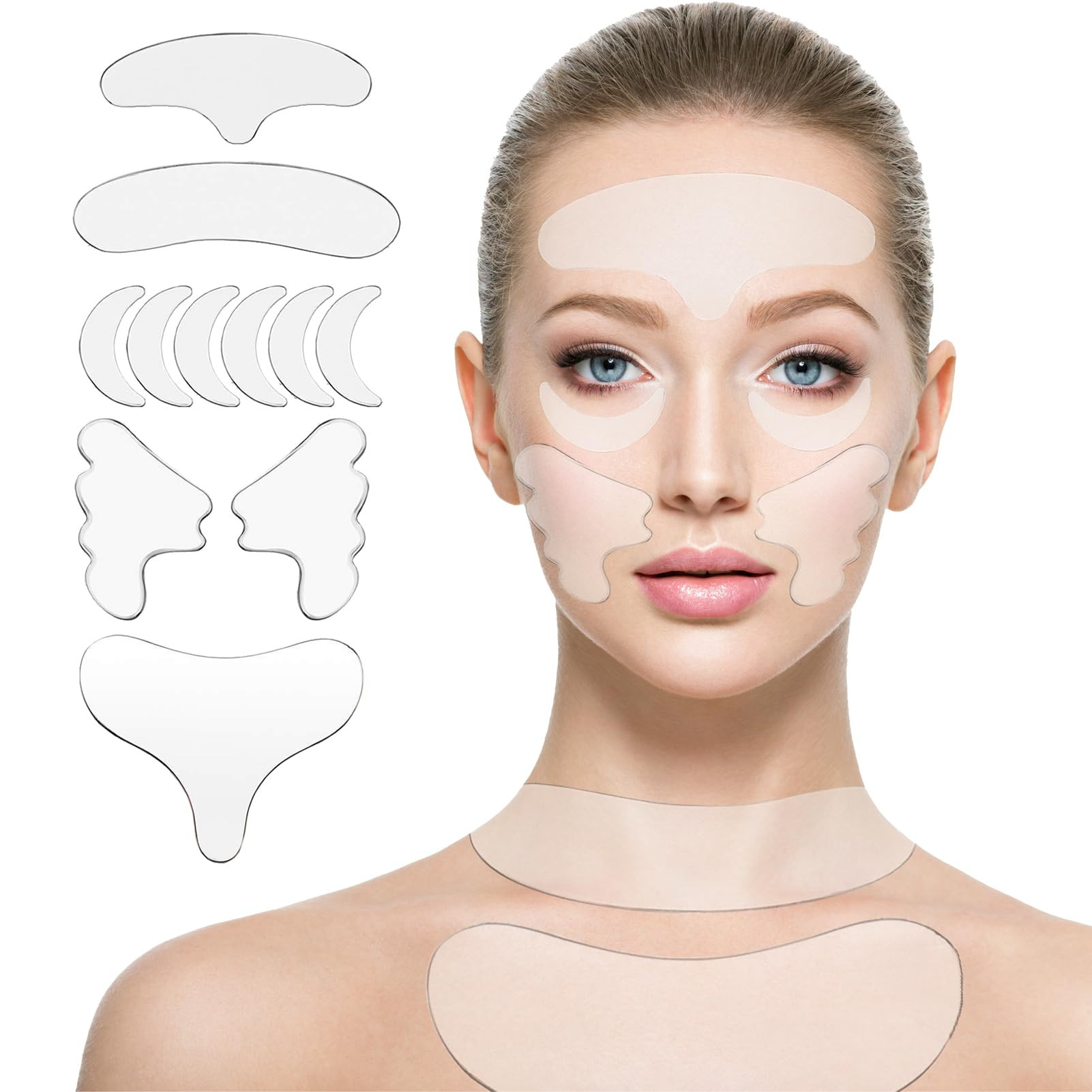 Neck Wrinkle Patches- Reusable Silicone Facial Pads for Face Fine Lines, Forehead Wrinkles, Smile... | Amazon (US)