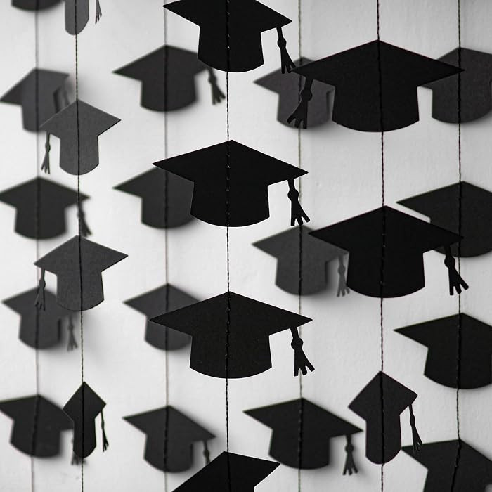 Black Graduation Garland Graduation Party Decorations Class of 2026 Grad Cap Garland Banner Strea... | Amazon (US)