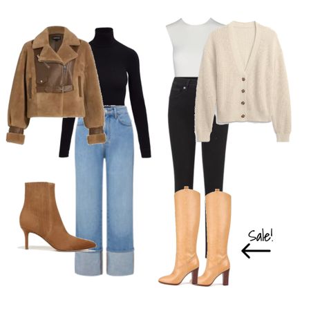 Casual Girls night out outfits!  Loving the cuffed jeans and the skinny jeans with high boots!  Boots by Veronica beard on major sale!!!  

#LTKsalealert #LTKSpringSale #LTKover40