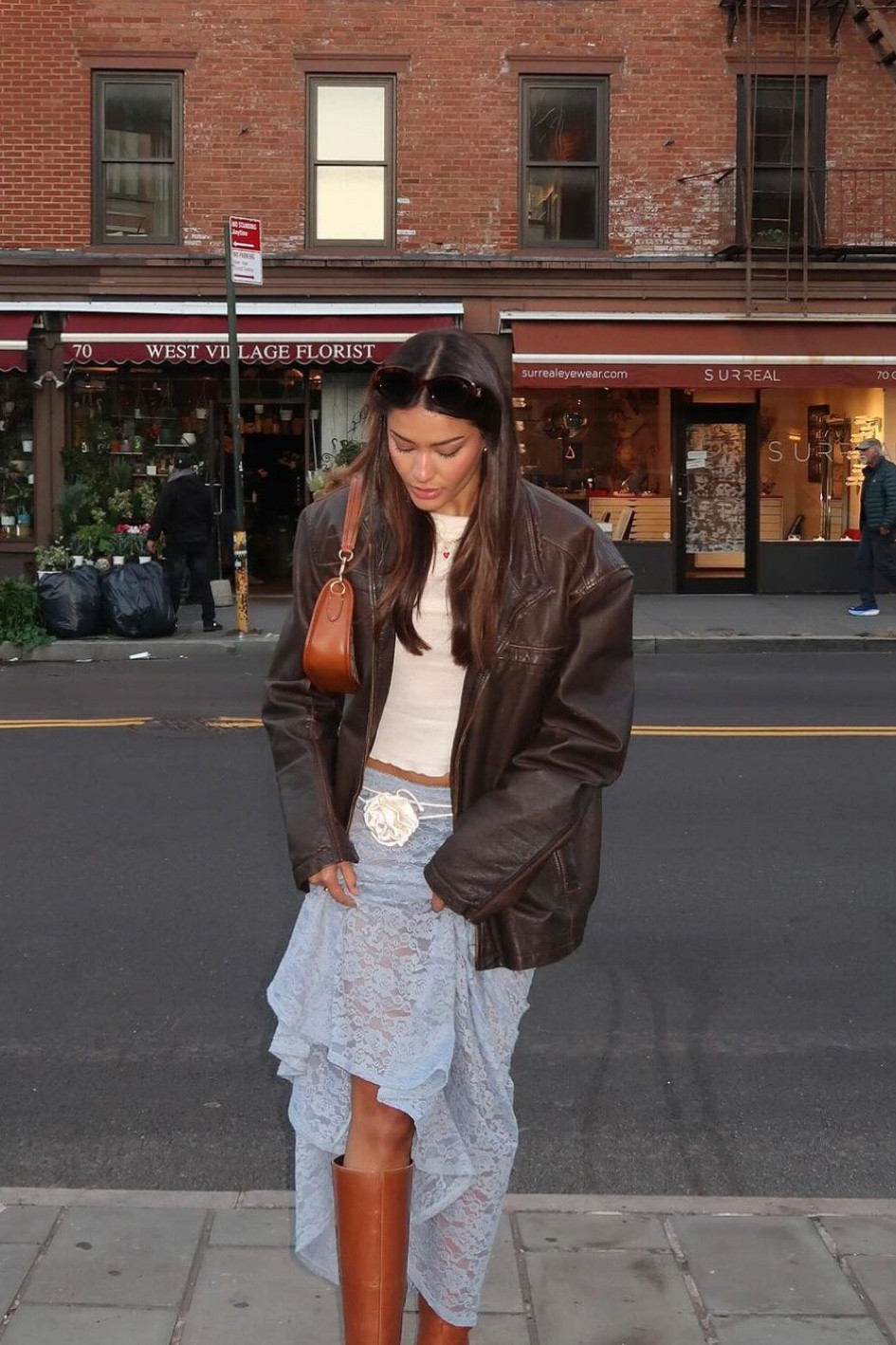 Vintage looking brown leather and vegan leather jackets  
