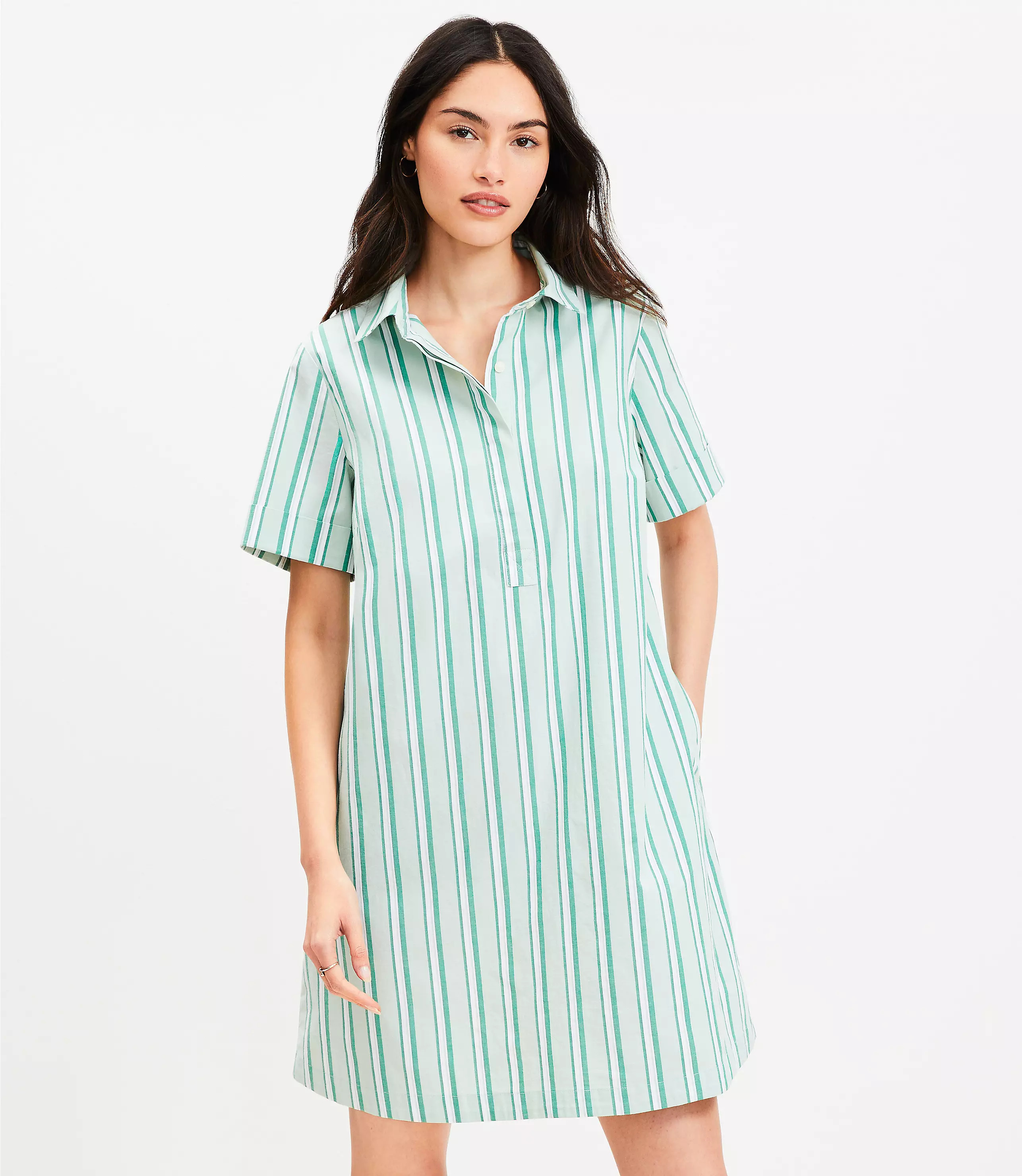 Striped Mini Pocket Shirtdress | LOFT