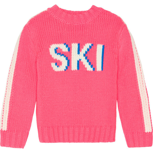 Ski Knit Crew Neck Sweater, Pink Lady | Maisonette