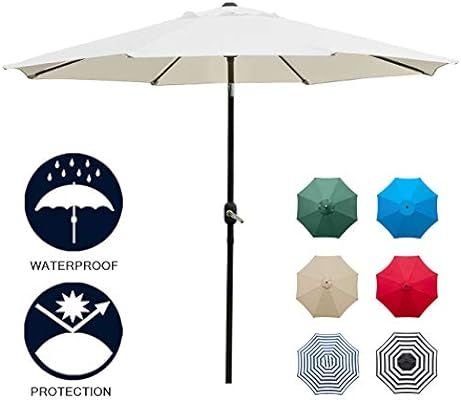 Sunnyglade 9' Patio Umbrella Outdoor Table Umbrella with 8 Sturdy Ribs (Beige) | Amazon (US)