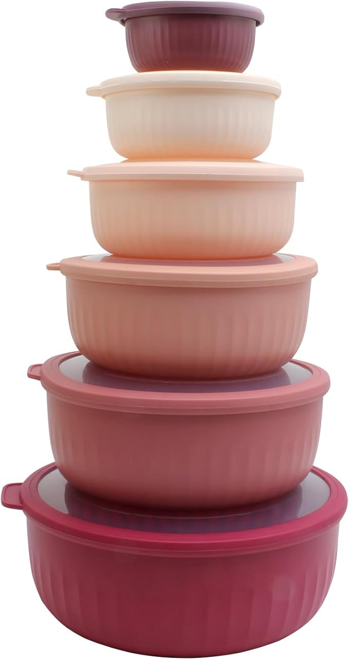 COOK WITH COLOR Prep Bowls with Lids- Wide and Deep Nesting Plastic Small Mixing Bowl Set with Li... | Amazon (US)