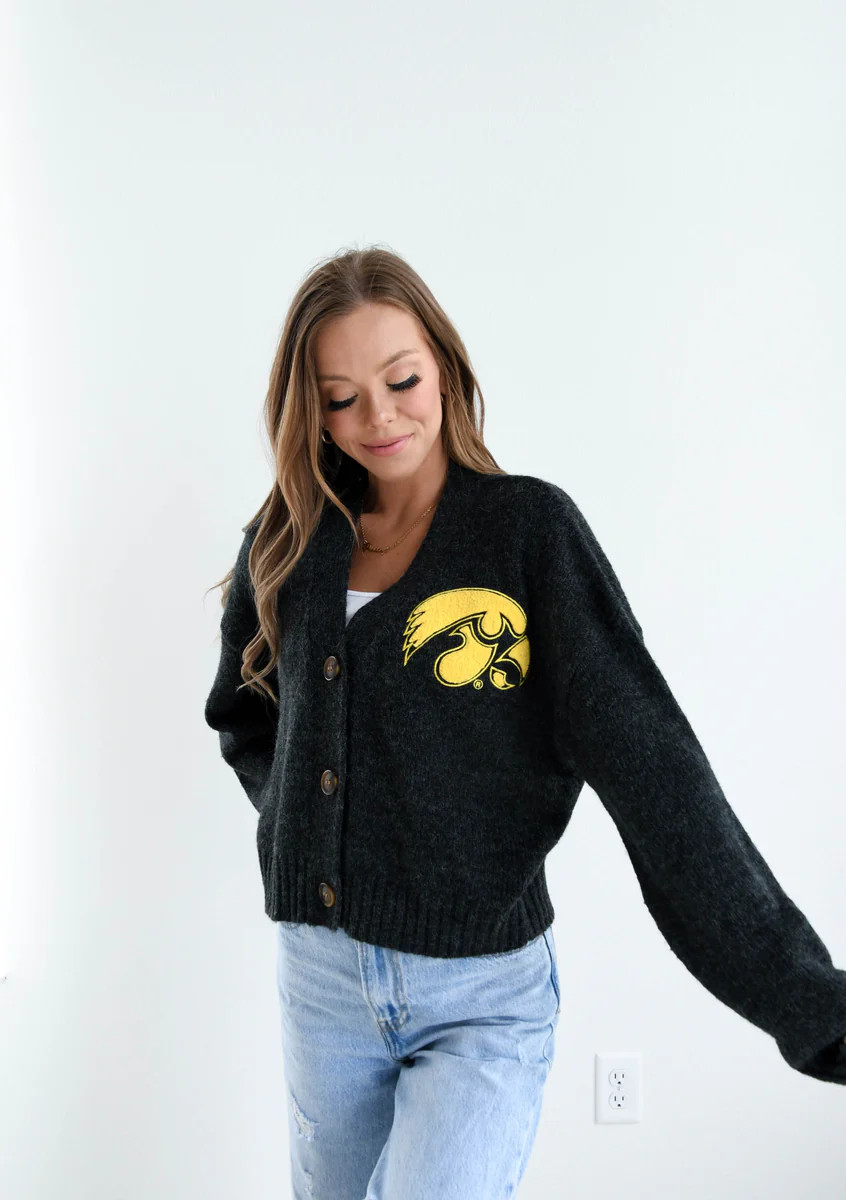Iowa Chenille Patch Cropped Cardigan | Gameday Social