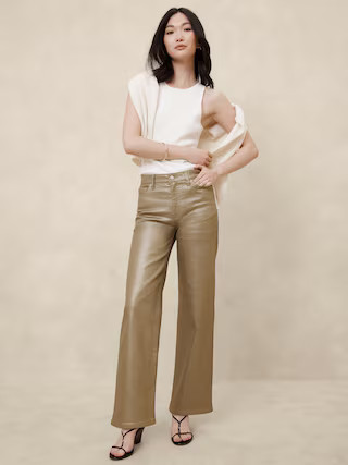 High-Rise Metallic Straight Jean | Banana Republic Factory