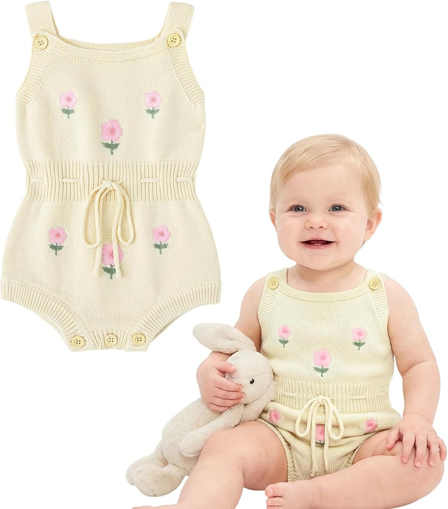 Simplee kids Baby Girl Knit Romper Fall Sleeveless Pompoms Rompers Newborn Little Girl Overall Ju... | Amazon (US)