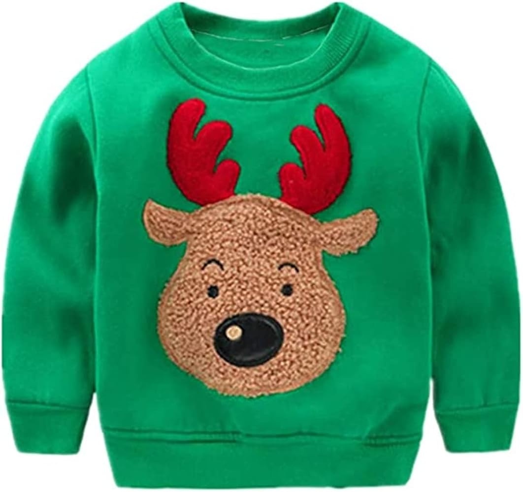 Akyzic Baby Boys Girls Sweatshirts Christmas Reindeer Fleece Crewneck Pullover Xmas Winter Warm S... | Amazon (US)