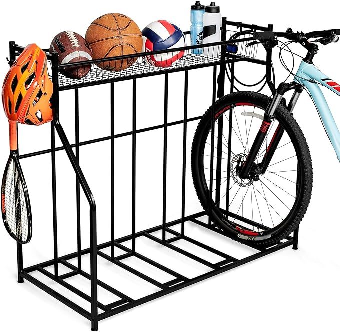 BIRDROCK HOME 4 Bike Stand Rack with Storage – Metal Floor Bicycle Nook – Great for Parking R... | Amazon (US)