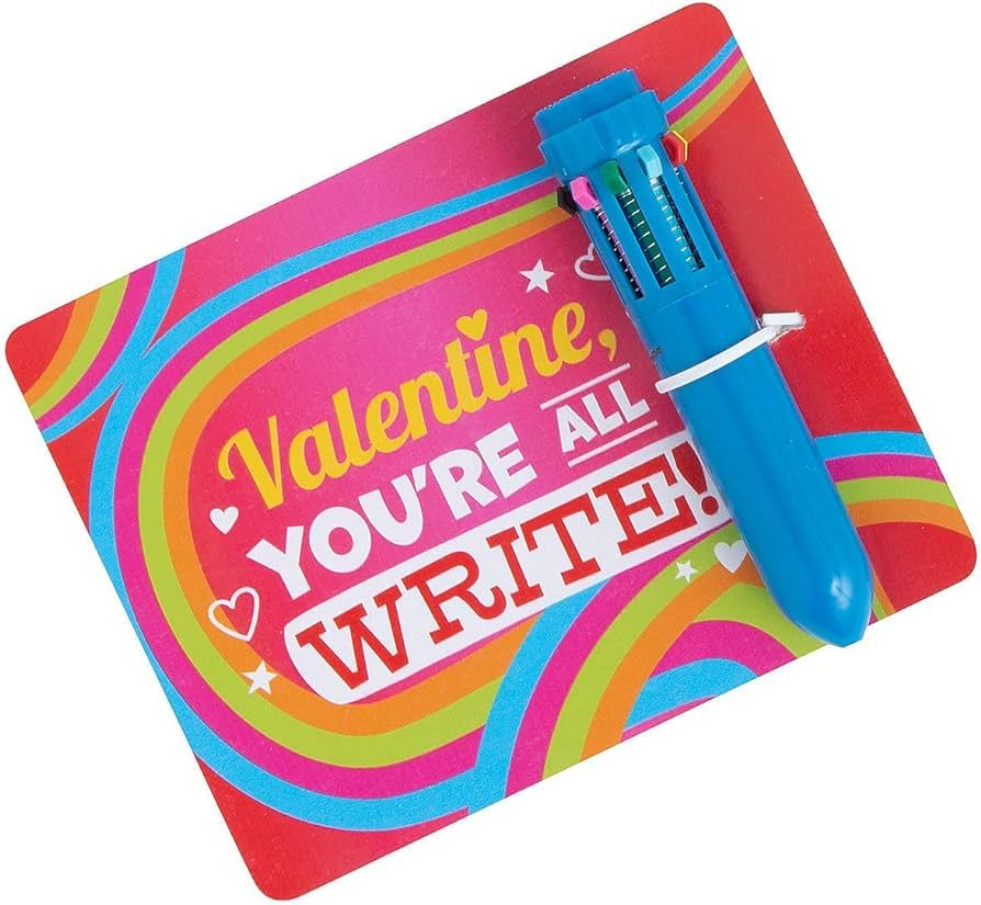 Fun Express Mini Neon Shuttle Pen Valentine Exchanges with Card for 12 | Amazon (US)