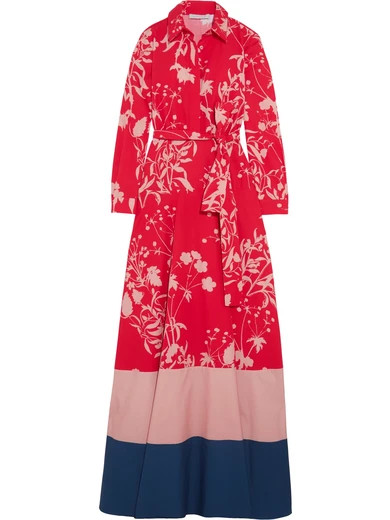 Borgo De Nor - Carolina Printed Cotton-poplin Maxi Dress - Red | NET-A-PORTER (US)