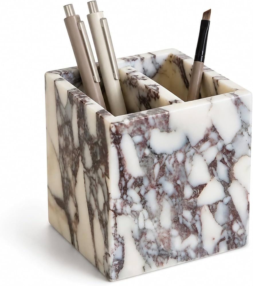 2-Compartment Marble Pen Holder, 3.74 in | Amazon (US)