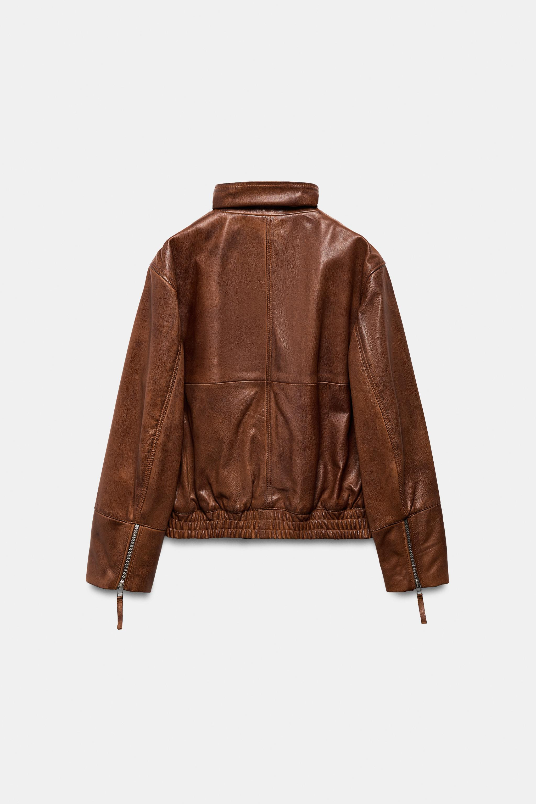 100% LEATHER BOMBER JACKET ZW COLLECTION LIMITED EDITION | Zara UK