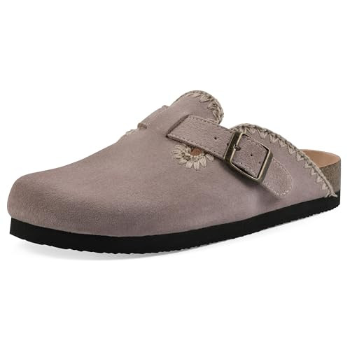 WHITE MOUNTAIN Women's Bendees Contrast-Stitched Signature Comfort-Molded Footbed Clog, Lt Lavender/Suede, 10 M | Amazon (US)