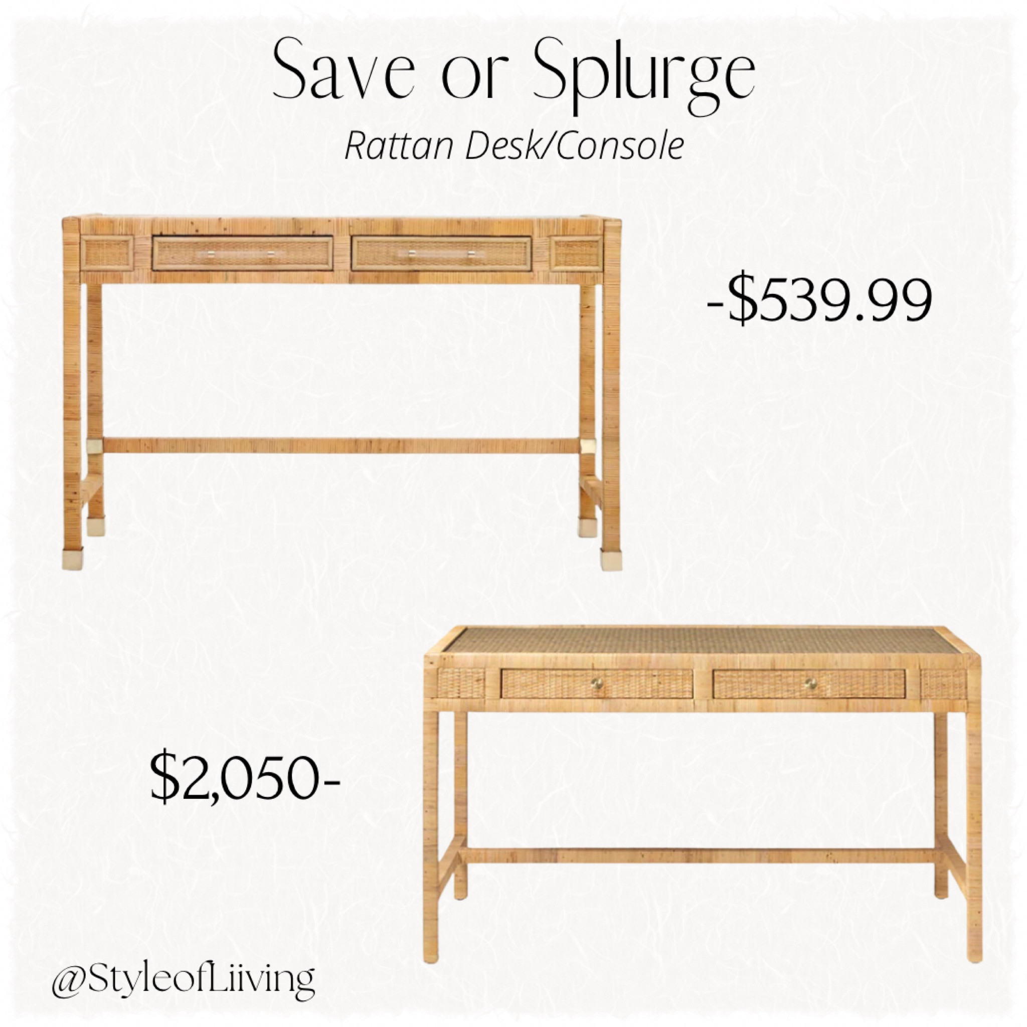 Save or splurge. Same vibe for less.  Rattan desk console from Wayfair and Cailini Coastal.

#LTKsalealert #LTKhome #LTKstyletip