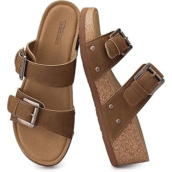 SHIBEVER Slip on Wedge Sandals for Women Comfortable Platform Slides Sandals Dressy Casual Summer... | Amazon (US)
