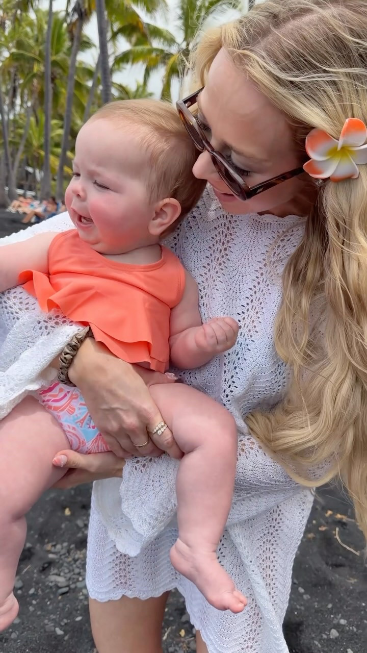 Sutton’s growls after she touched the water! 😂 

backstory ::: We’re on a dream vacation in Hawaii, and one of our must-see spots was the black sand beach. Sutton has never been in the ocean, so we thought it was the perfect opportunity. 

We walked down, and the beach was so pretty, and the babies were so excited to see the turtles and the black sand. Unfortunately, the water was very cold, and so neither baby wanted to get more than their feet wet. 😅 

Sutton wasn’t sure about the loud waves, and so she stared at them the entire time. 🤣 We’ll have to take the babies to a beach with warmer water and try again. 😂

#LTKootd #LTKBaby #LTKKids