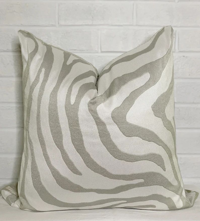 Animal print, Tiger, Zebra, Gold, White, Pillow Cover, Living room , 20x20 Home decor, Bedroom de... | Etsy (US)