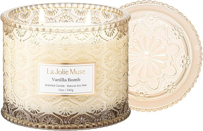 LA JOLIE MUSE Vanilla Candle, Scented Candles for Home, Large 2-Wick Soy Candles, Candle Gifts fo... | Amazon (US)