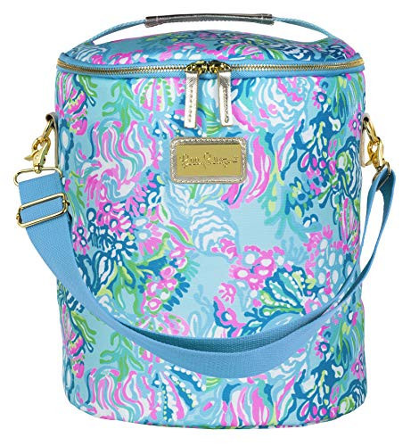 Lilly Pulitzer Blue/Green Insulated Soft Beach Cooler with Adjustable/Removable Strap and Double Zipper Close, Aqua La Vista | Amazon (US)