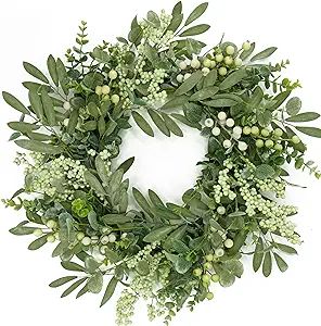 Green Eucalyptus Wreaths for front door Spring Summer Wreath with eucalyptus leaves,olives leaves... | Amazon (US)