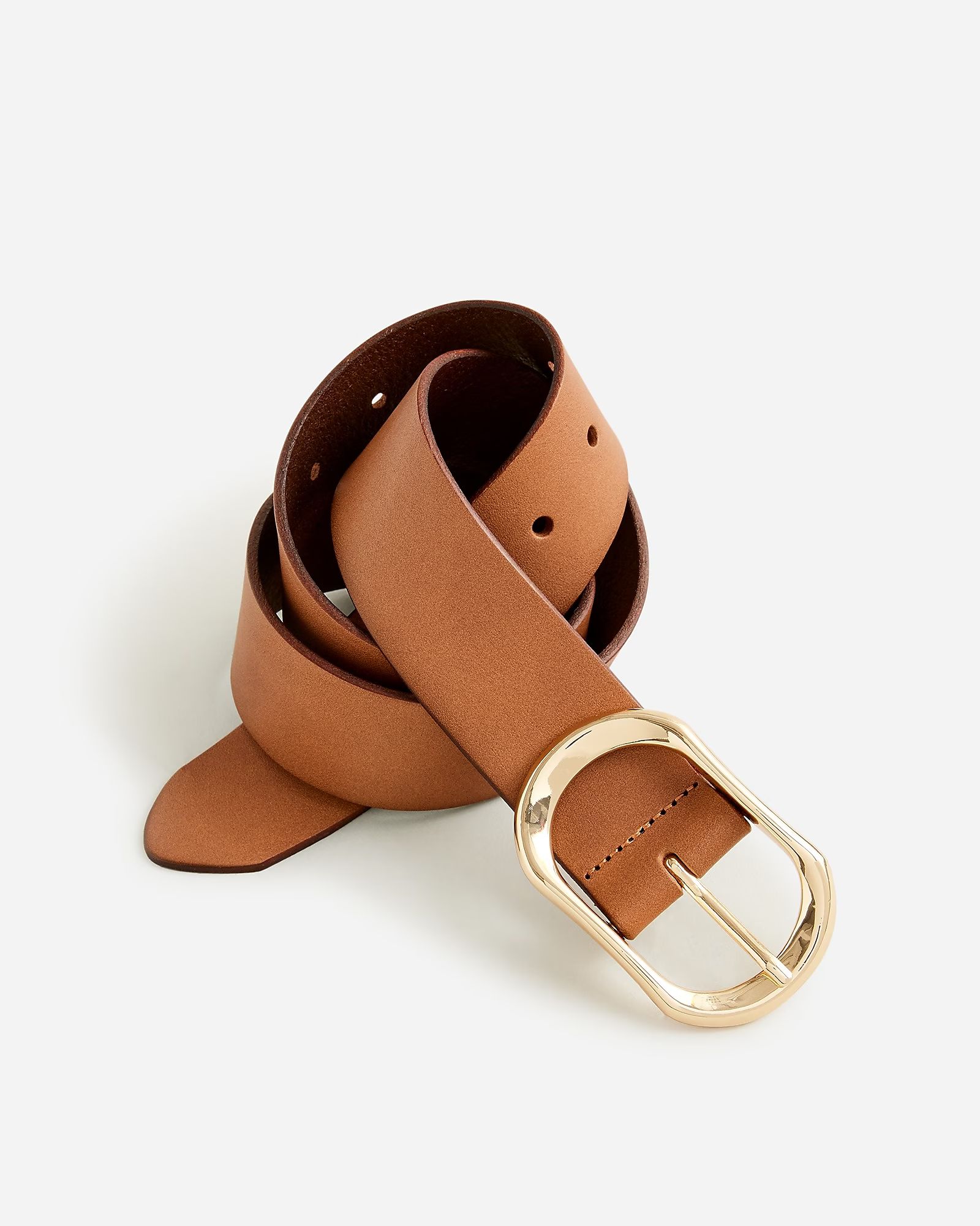 Oval buckle belt in Italian leather | J.Crew US