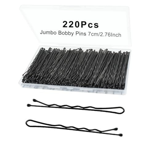 YINGFENG 220pcs Large 2.76-Inch Bobby Pins for Women, Super Grip Black Hair Clips with Box - Reusable Non-Slip Pins for Thick, Long Hair | Amazon (US)