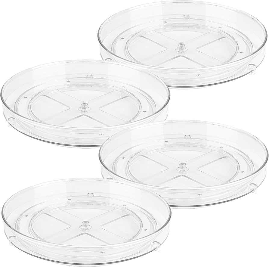 Oizeir Clear Lazy Susan Turntable Organizer (Pack of 4) 9 Inch Acrylic Rotating Storage for Cabin... | Amazon (US)