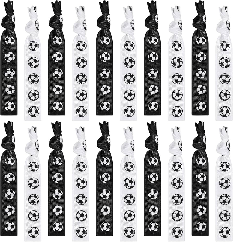 Hanaive 20 Pcs Soccer Hair Ties Elastic Ponytail Holders Football No Crease Ribbon Party Accessor... | Amazon (US)