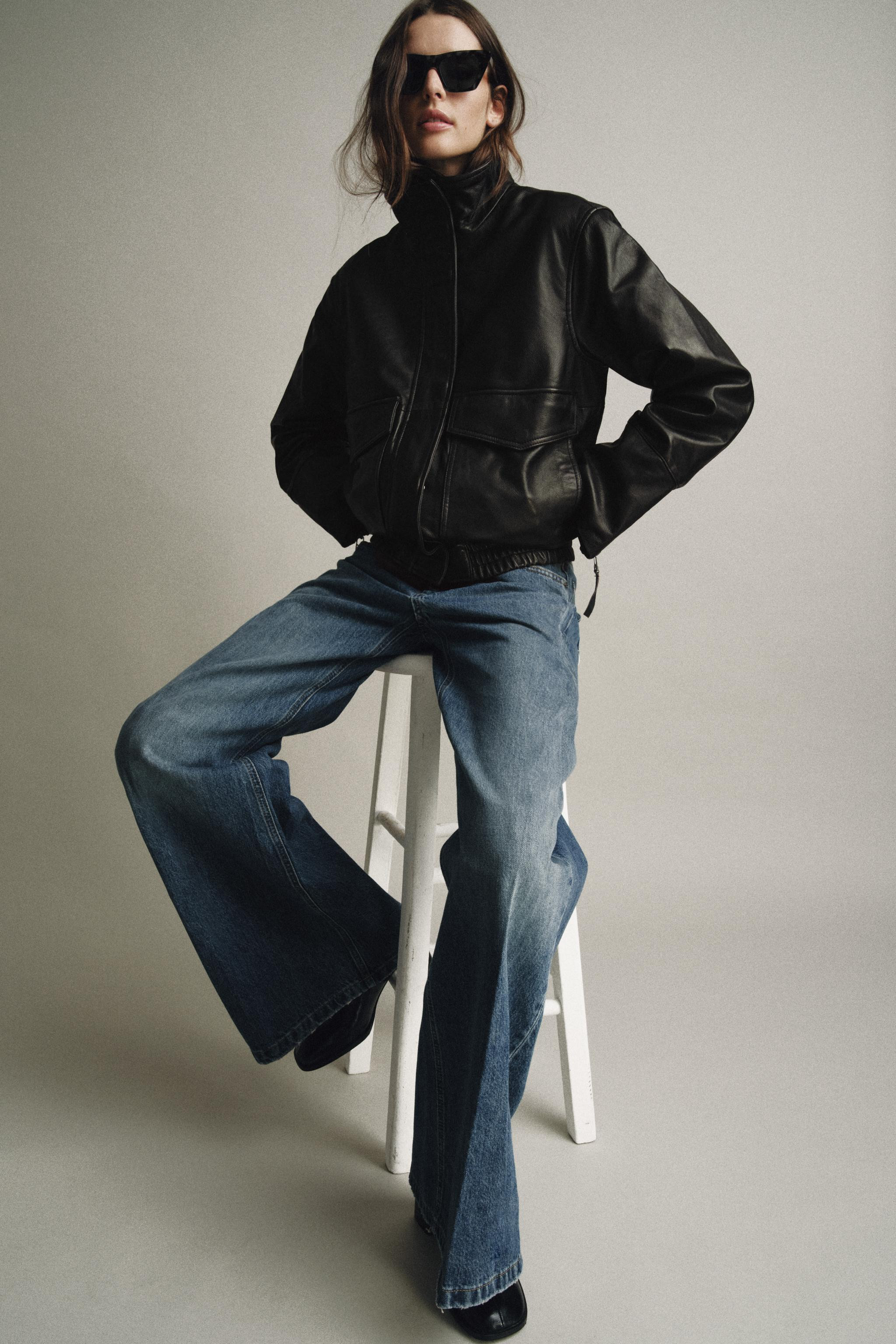 100% LEATHER BOMBER JACKET ZW COLLECTION LIMITED EDITION | Zara US