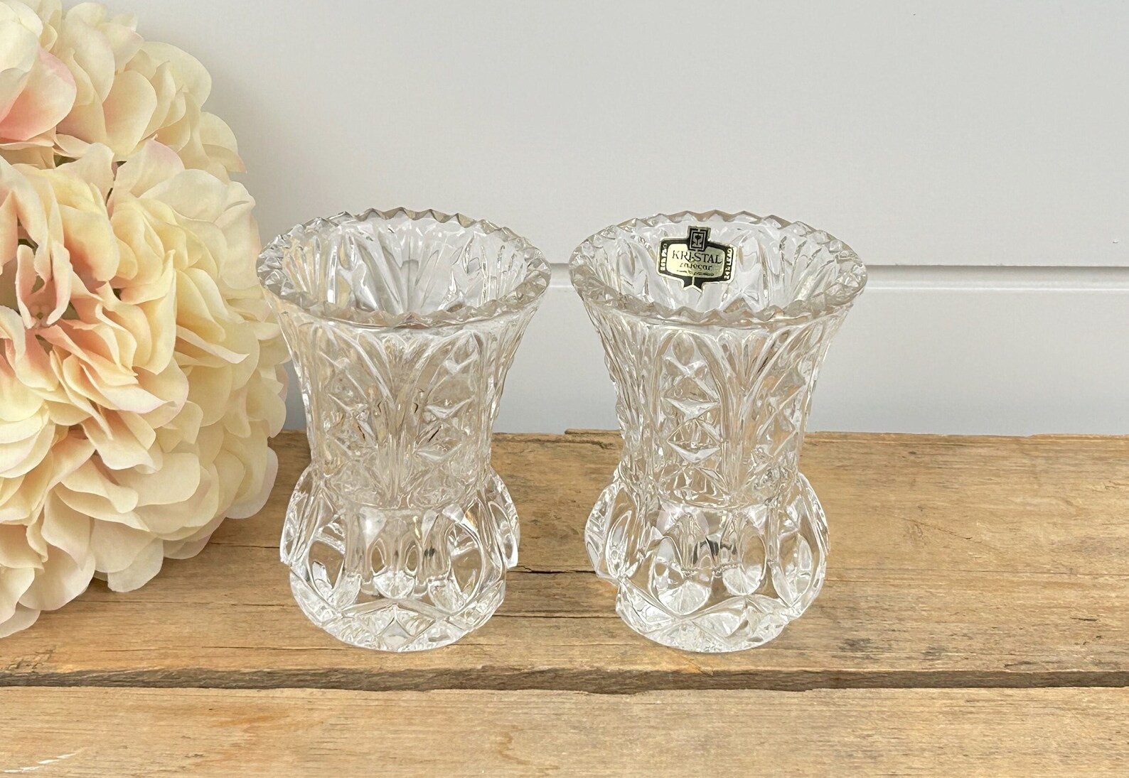 Vintage Small Crystal Bud Vases - Etsy | Etsy (US)