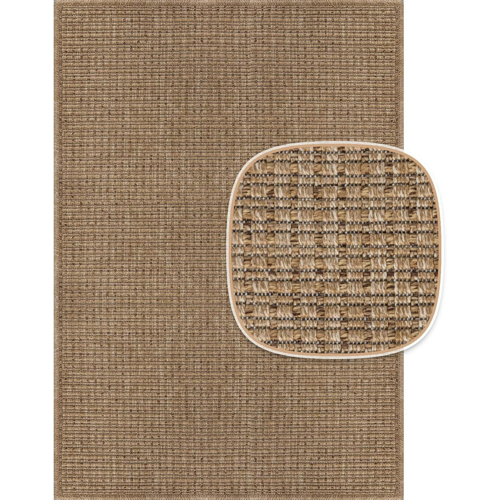 Beverly Rug Easy Jute Outdoor Indoor Non Shedding Easy-Cleaning Rug Natural 5x7 | Walmart (US)