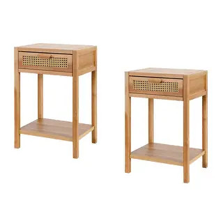 COZAYH Set of 2 Woven Front Modern Farmhouse End Table | Bed Bath & Beyond