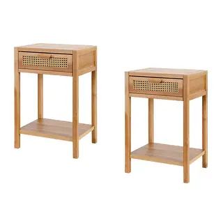 COZAYH Set of 2 Woven Front Modern Farmhouse End Table | Bed Bath & Beyond