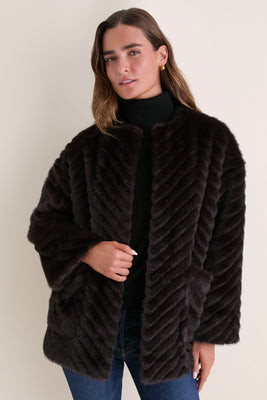 Brown Chevron Fur Isabella Coat | Tuckernuck (US)