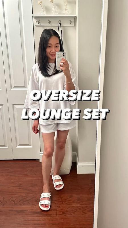 Size S is an oversized fit. I'm 5' 2.5" and currently 115 pounds. White is not too sheer. Update 6/7: I also got the set in grey and it's even better in grey!

#LTKFindsUnder50 #LTKOver40 #LTKFindsUnder100