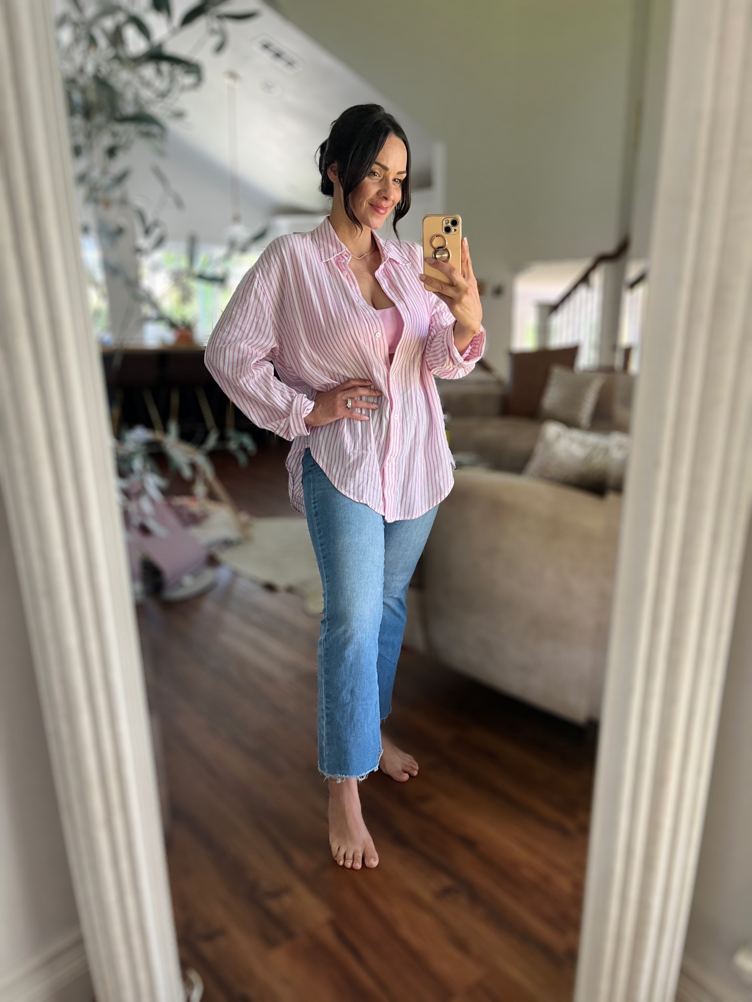 All about those casual Friday vibes! Loving this comfy look. My nursing bra doubles as the perfect little undershirt. Cute, functional, and so easy for breastfeeding!

#LTKFamily #LTKBeauty #LTKBaby