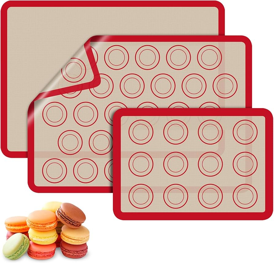 Macaron Silicone Baking Mats, 3 PCS Non Stick Macaroon Mat Silicone for Macarons, Cookie, Pastry,... | Amazon (US)