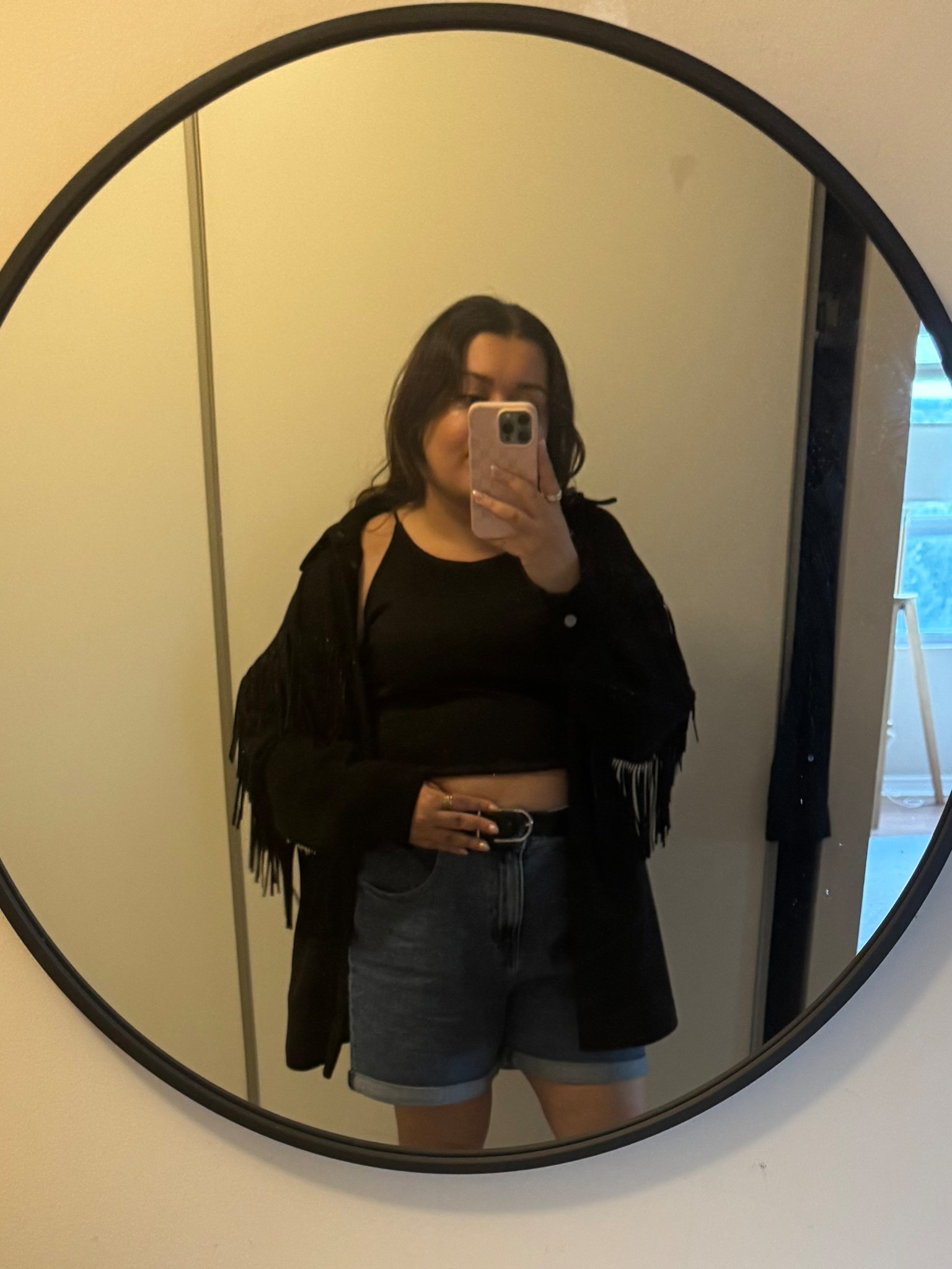 Recent concert outfit, love this fringe jacket and tried to find some similar ones for you guys! 
.
.
.
.
X
Cowgirl cowboy Jean shorts denim Levi’s black leather belt tank top cropped tank

#LTKcanada #LTKjeans #LTKfall